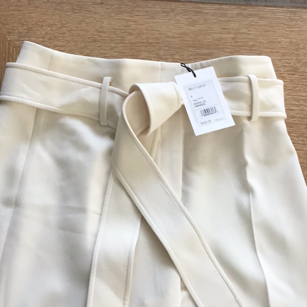 Theory Admiral Crepe Belted crop pants NWT Size 6 Ivory